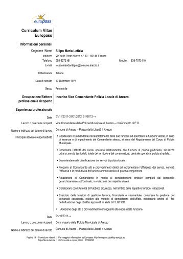 Pos. Org. Silipo Maria Letizia - Comune di Arezzo