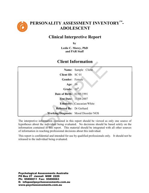 Clinical Psychological Assessment Report Key Guidelines For Writing A