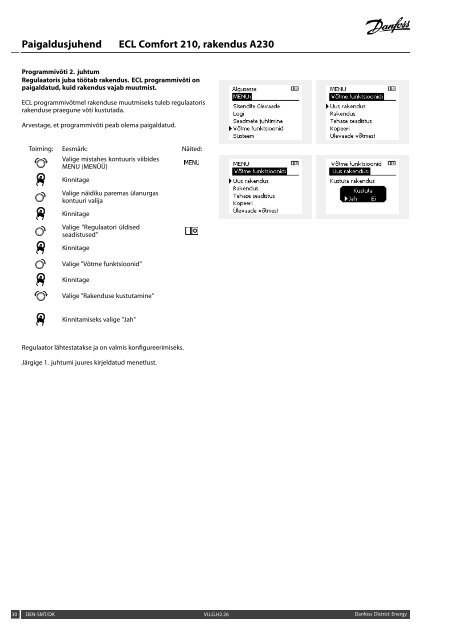 Paigaldusjuhend ECL Comfort 210, rakendus A230 - Danfoss