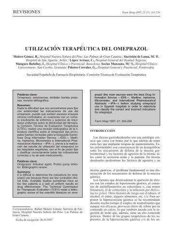 utilización terapéutica del omeprazol - Sociedad Española de ...