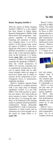 Special Issue on RISAT-1, Current Science, 25 March 2013 - Space ...