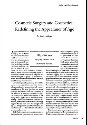 Cosmetic Surgery and Cosmetics: Redefining the Appearance of Age