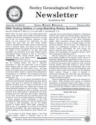 February 2012 - Seeley Genealogical Society