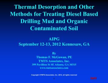 Thomas Mcgowan, Thermal Desorption and Other Methods for - AIPG