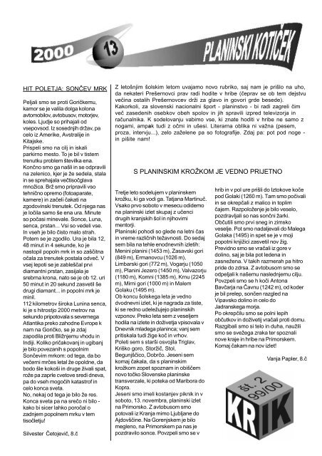 Krik 2 - osnovna Å¡ola Franceta PreÅ¡erna Kranj