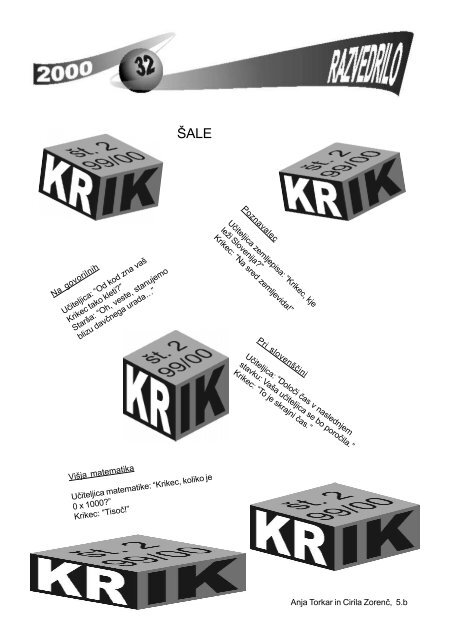 Krik 2 - osnovna Å¡ola Franceta PreÅ¡erna Kranj
