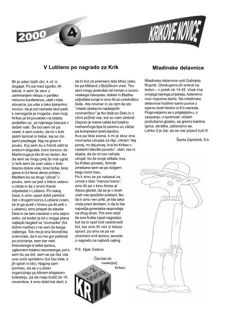 Krik 2 - osnovna Å¡ola Franceta PreÅ¡erna Kranj