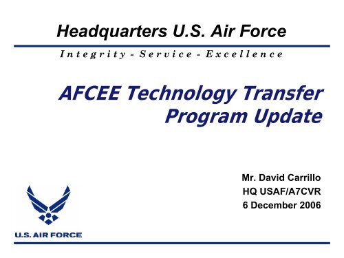 AFCEE Technology Transfer Program Update