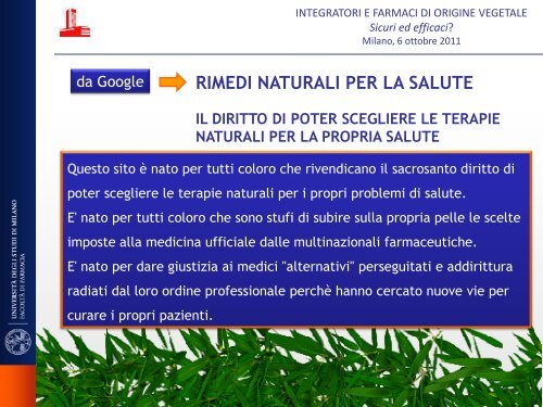 farmaci di origine vegetale - Istituto di Ricerche Farmacologiche ...