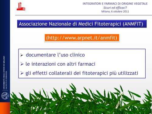 farmaci di origine vegetale - Istituto di Ricerche Farmacologiche ...