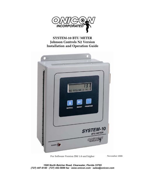 SYSTEM-10 BTU METER Johnson Controls N2 Version Installation ...