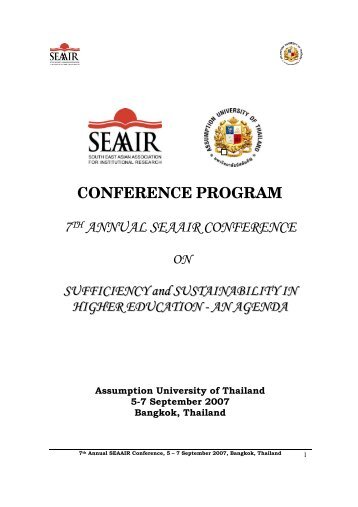 CONFERENCE PROGRAM 7TH ANNUAL SEAAIR CONFERENCE