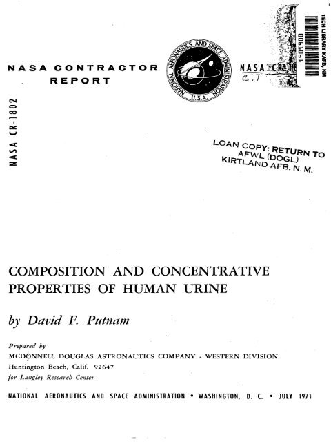 composition and concentrative properties of human urine