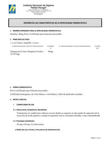 Omebloc 40mg Polvo Liofilizado para Solución Inyectable. Frasco ...