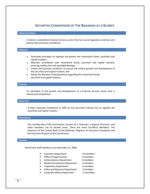 securities commission of the bahamas at a glance