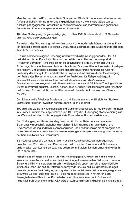 Begrüßung Prof. Dr. Beate Hofmann - Evangelische Hochschule ...