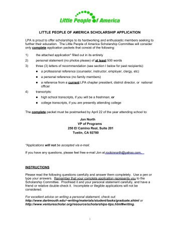 application - Little People of America, Inc.