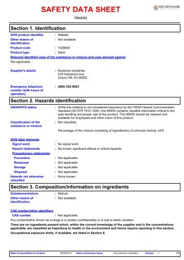 MSDS - Keystone Industries