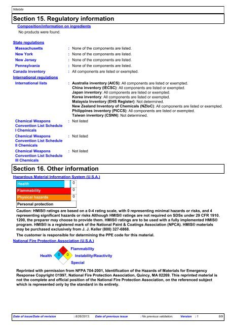 MSDS - Keystone Industries