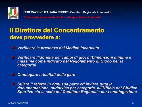 Formazione Direttori di concentramento - Comitato Regionale ...