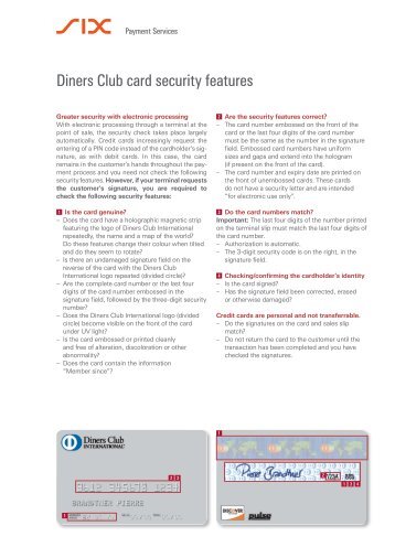 Diners Club card security features - SIX Payment Services