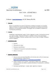 MAT 1030 â GÃOMÃTRIE I - Département de mathématiques - UQAM