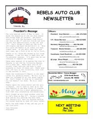 REBELS AUTO CLUB NEWSLETTER