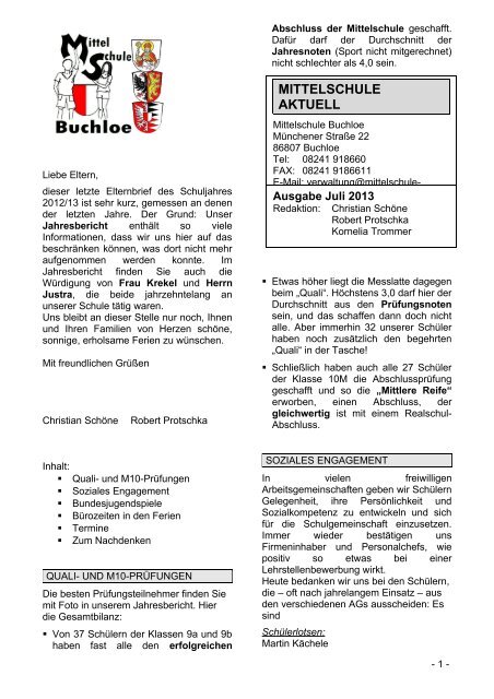 Ausgabe Juli 2013 - Mittelschule Buchloe