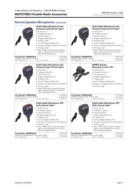 MOTOTRBO Price Catalogue - Radio And Trunking Distributors ...