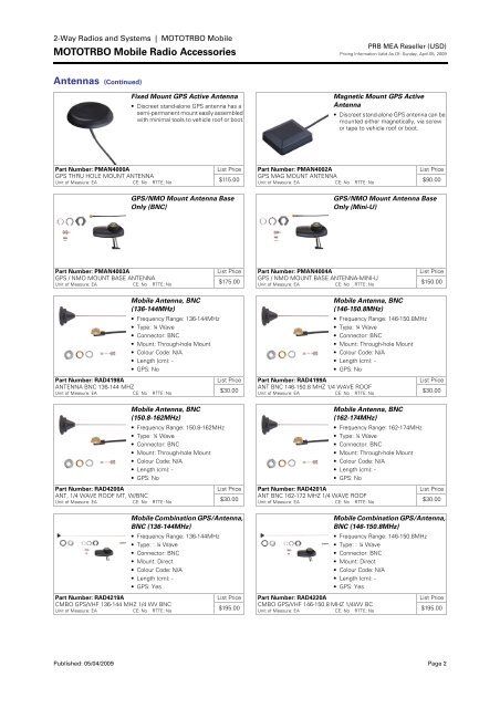 MOTOTRBO Price Catalogue - Radio And Trunking Distributors ...