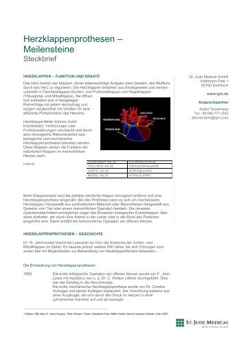 Herzklappenprothesen Meilensteine - St. Jude Medical