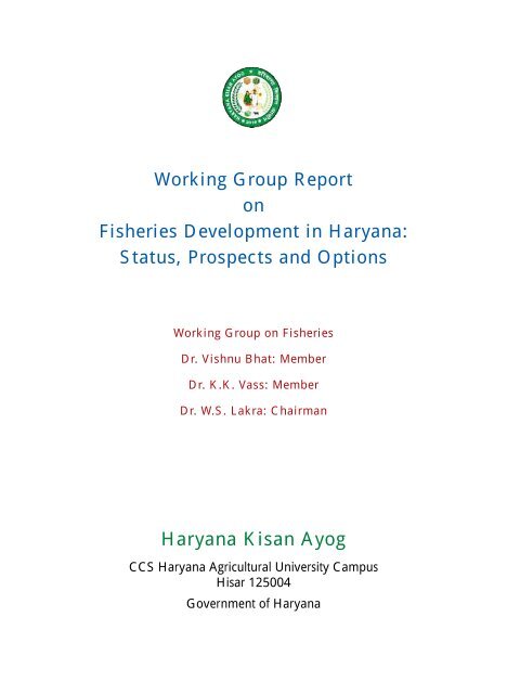 Working Group Report on - Haryana Kisan Ayog