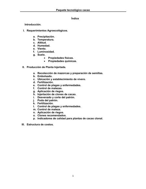 Cacao ProducciÃ³n de la Planta