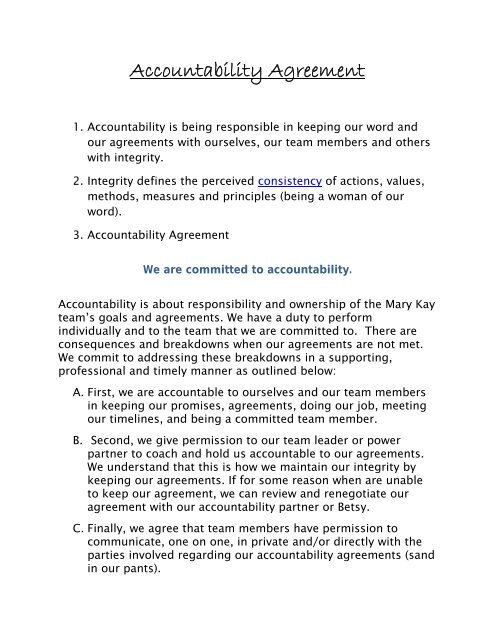 Accountability Agreement - Betsy Richard
