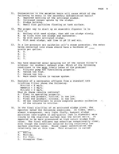 Practice Exams Grade II Treatment - Division of Water Quality