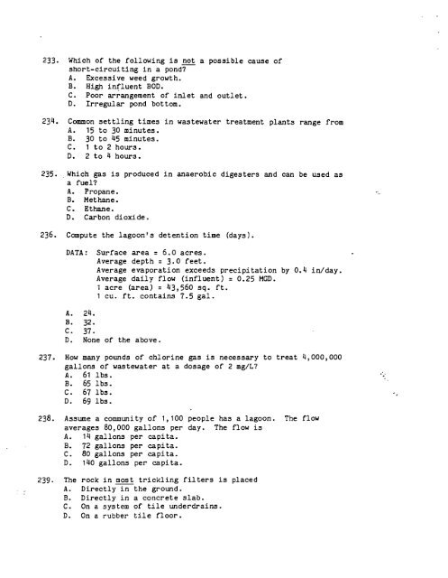 Practice Exams Grade II Treatment - Division of Water Quality