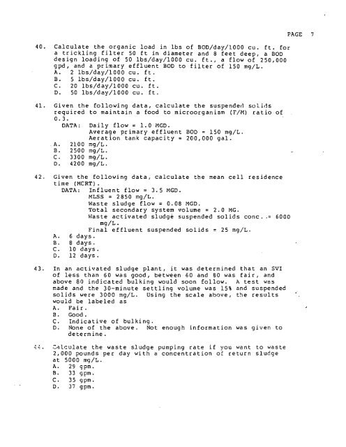 Practice Exams Grade II Treatment - Division of Water Quality