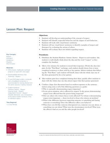 Download Lesson Plan Respect - USC Shoah Foundation