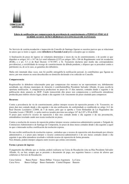 Edicto de notificaciÃ³n por da providencia de ...