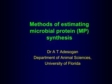 11. Methods of Estimating Microbial Protein (MP) Synthesis