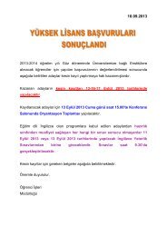 2013-2014 Ã¶Äretim yÄ±lÄ± GÃ¼z dÃ¶neminde Ãniversitemize baÄlÄ± ...