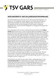 abteilungsbericht 2009 zur jahreshauptversammlung - TSV Gars