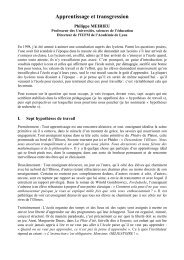 Apprentissage et transgression : article - Site de Philippe Meirieu