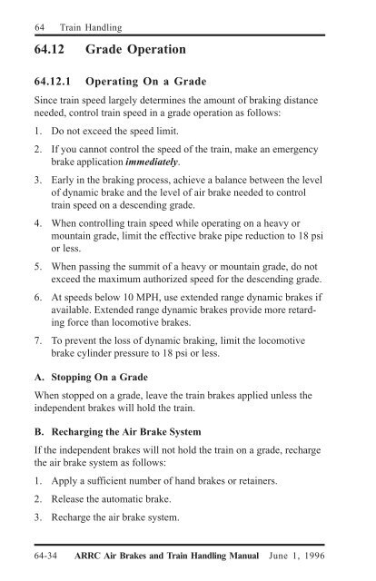 Air Brakes and Train Handling Rules - Alaska Railroad