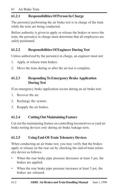 Air Brakes and Train Handling Rules - Alaska Railroad