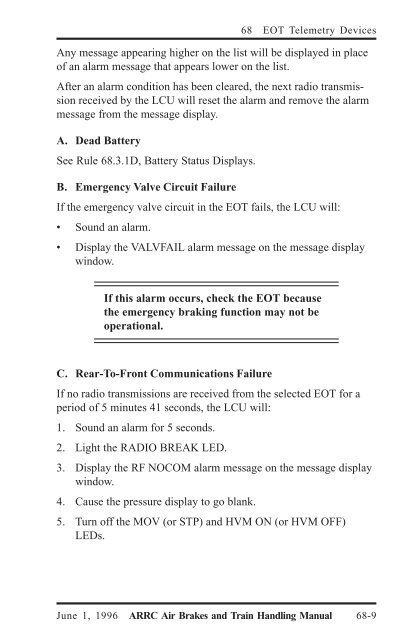 Air Brakes and Train Handling Rules - Alaska Railroad