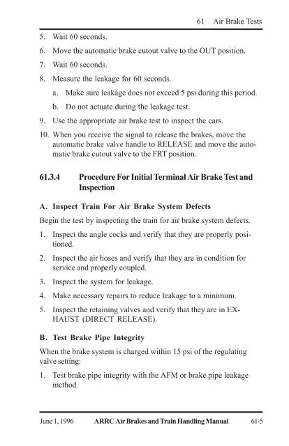 Air Brakes and Train Handling Rules - Alaska Railroad