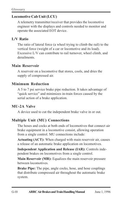 Air Brakes and Train Handling Rules - Alaska Railroad