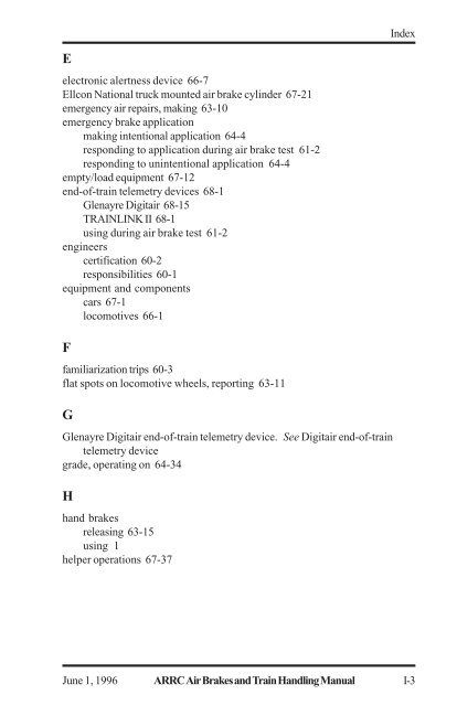 Air Brakes and Train Handling Rules - Alaska Railroad