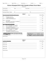 Sounds of Music Judges Score Sheet - Science Olympiad